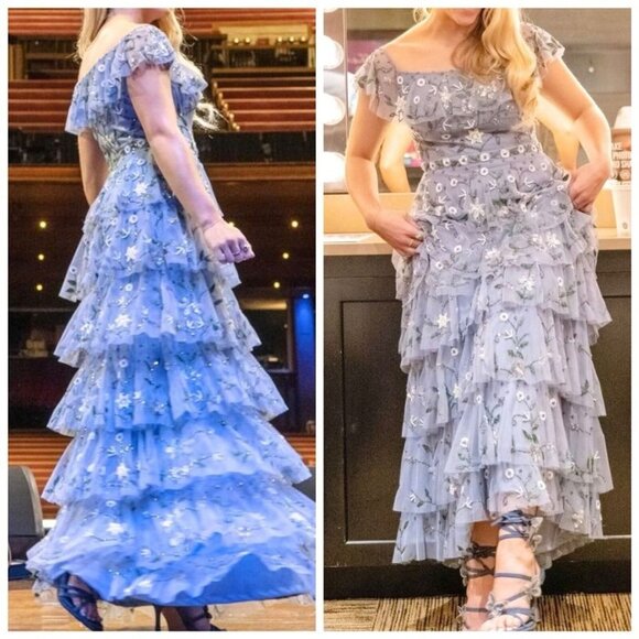 NEW MAC DUGGAL Off The Shoulder Embroidered Ruffle Tiered Gown 9069‎ SZ 6 - Picture 2 of 13